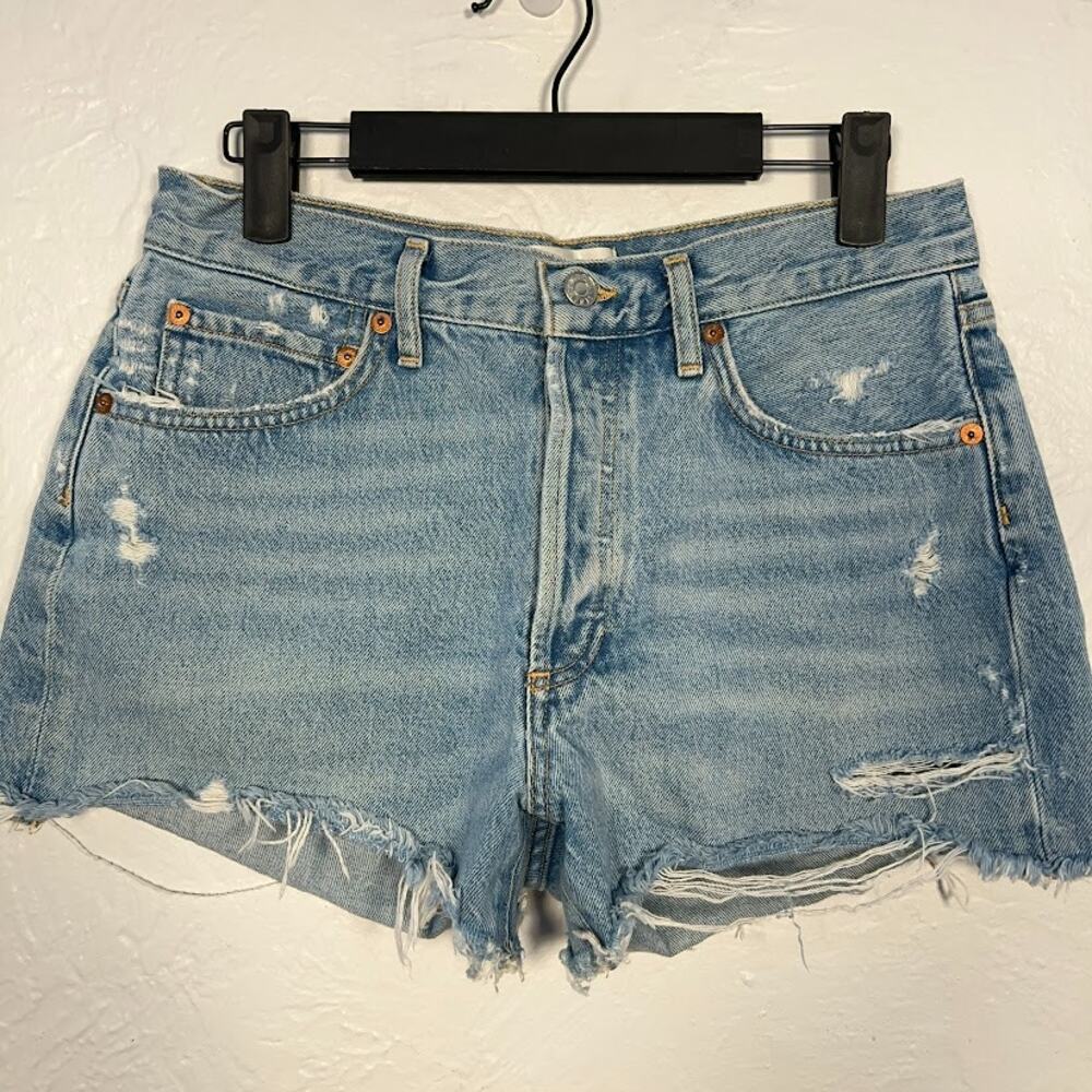 AGOLDE Parker Vintage Cut Off Shorts Swapmeet Distressed Light Blue 27